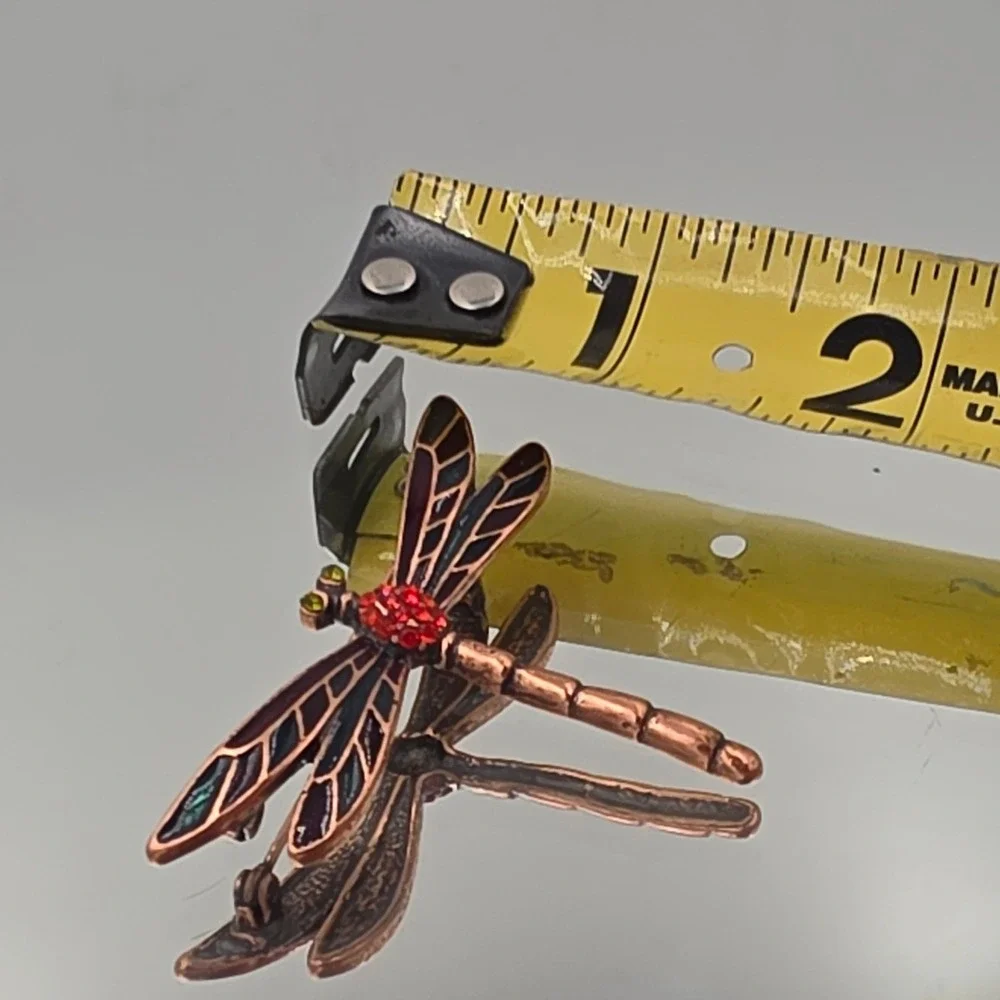 Dragonfly Brooch Womens OS Copper Good Enamel Rhinestone Insect Pin